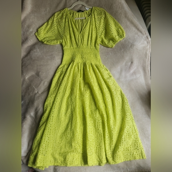 Jcrew provence smocked-waist midi dress eyelet Lemon Sorbet Size petite PS BNWT - Picture 15 of 15